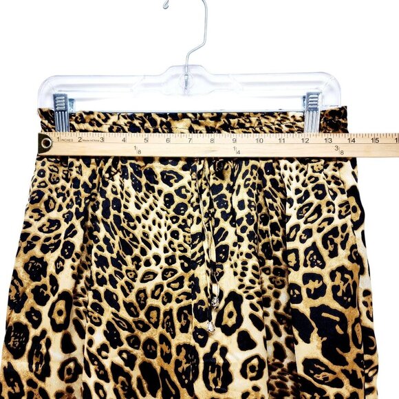 Leopard Print Satin Pants With Elastic Waist & Drawstring Size M Haute Monde - Picture 11 of 12